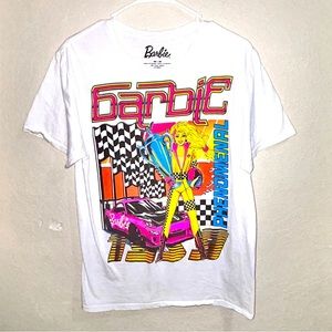 Racecar Barbie Medium White Tee Shirt